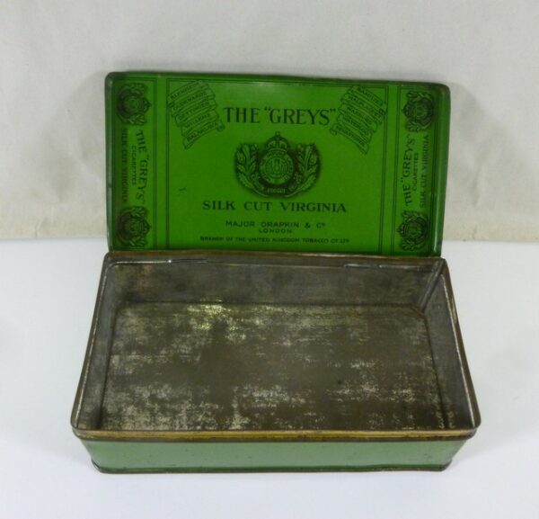 THE 'GREYS' 'SILK CUT VIRGINIA', green, (100) Cigarettes Tin, c.1960's