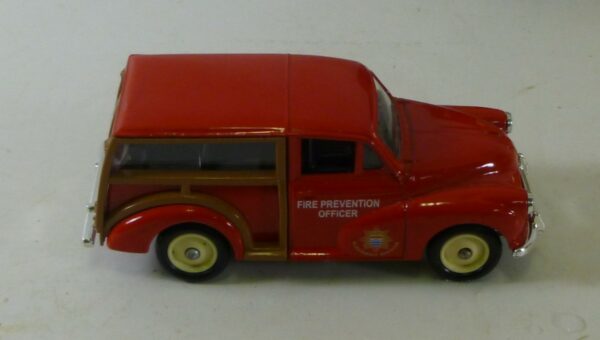 Lledo's 'LONDON'S BURNING', 'Fire Prevention Officer', 1960 Morris Minor Traveller, red Model Vehicle