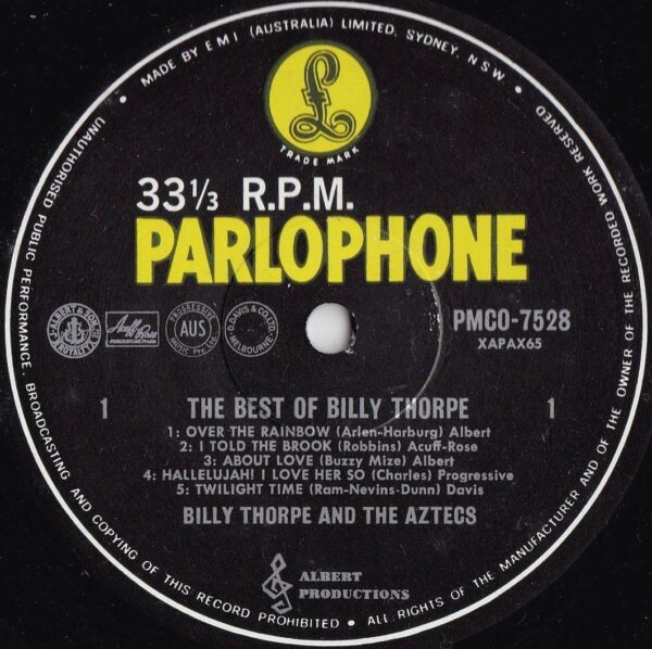 Billy Thorpe, 'The Best Of BILLY THORPE', LP Record, c.1965