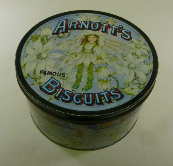 Arnott's 'Fairies', round, 900g. Biscuit Tin, c.1992