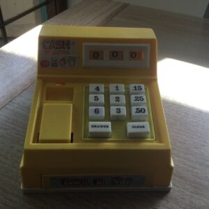 Child's Toy Cash Register, in yellow plastic