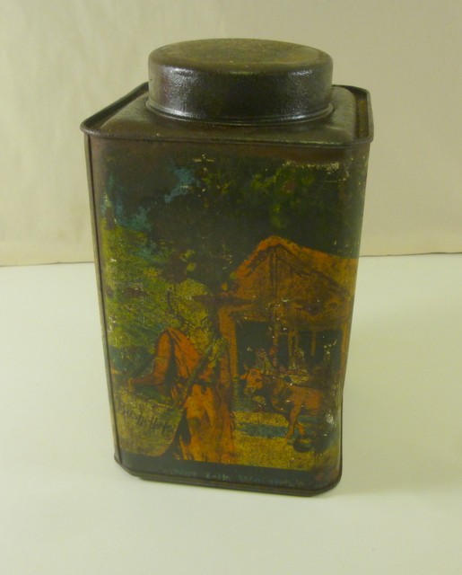 Bushells 'BARLEY' Canister, No.144 series, ex-1 lb. Tea Tin, c.1920's - super rare!