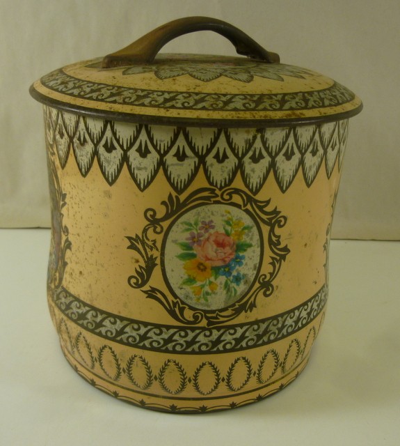 Embassy Toffees, 'Victorian Musicians', round, 16oz. Sweets Caddy Tin, c.1960's