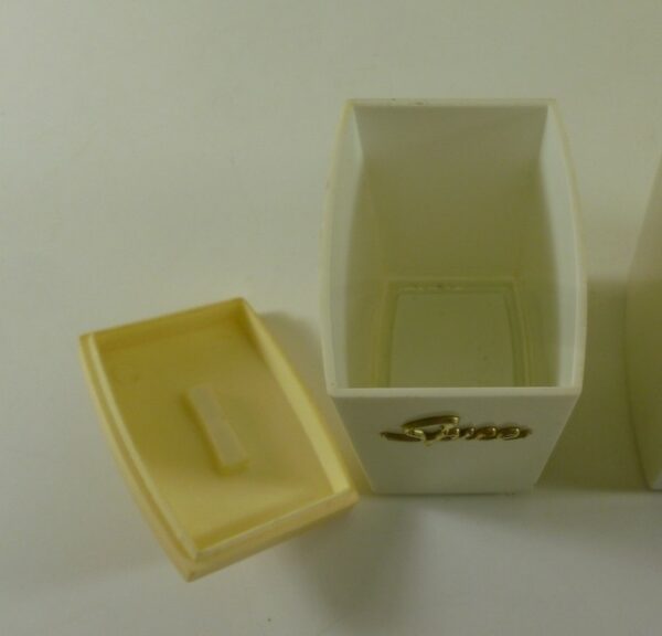 Capri Spice Canister set of 3, Retro, in ivory plastic, c.1960's