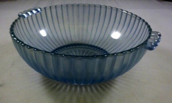 Bowl, Fruit, Deco, 21 cm. diam., in depression blue glass, c.1930's