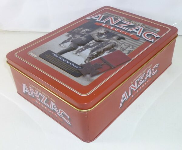 Unibic ANZAC Biscuits 'The Victoria Cross', red, 500g. Biscuit Tin, c.2013