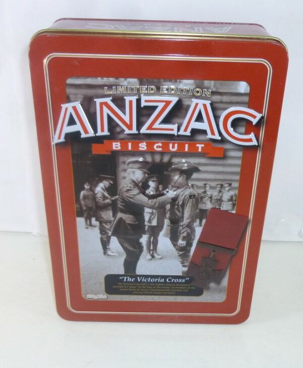 Unibic ANZAC Biscuits 'The Victoria Cross', red, 500g. Biscuit Tin, c.2013