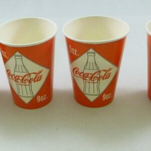 'Coca-Cola' vintage, waxed, 9oz. Paper Cup, set of 4, c.1960's