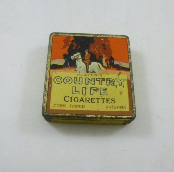 Player's 'COUNTRY LIFE', orange & yellow, (14) Cigarettes Tin, c.1960's x 2