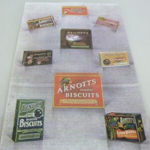 Arnott's 1910 Catalogue, A-4 size page illustrating early tins