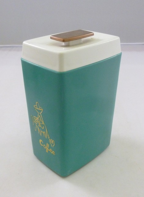 Nylex Kitchen 'Coffee' Canister Retro, in turquoise plastic, c.1960's