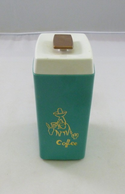 Nylex Kitchen 'Coffee' Canister Retro, in turquoise plastic, c.1960's