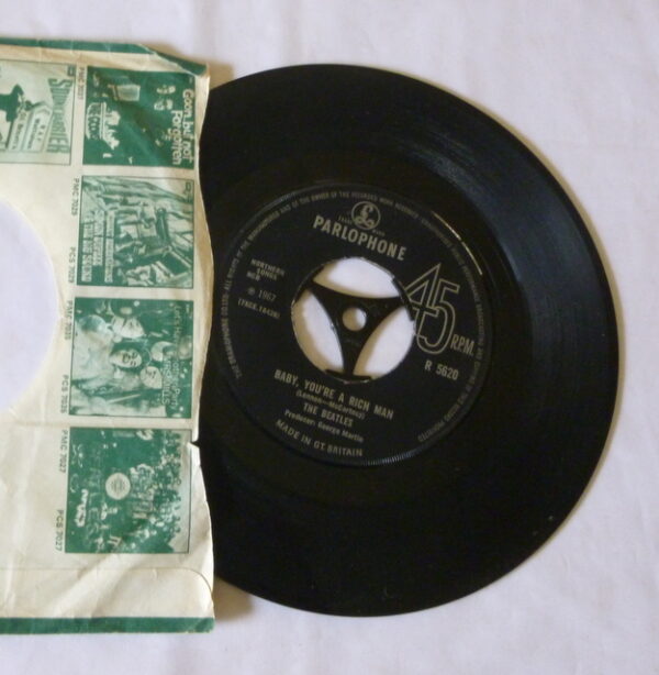 vintage Beatles, All You Need Is Love / Baby,You're a Rich Man, Single vinyl Record, c.1967 - Image 3